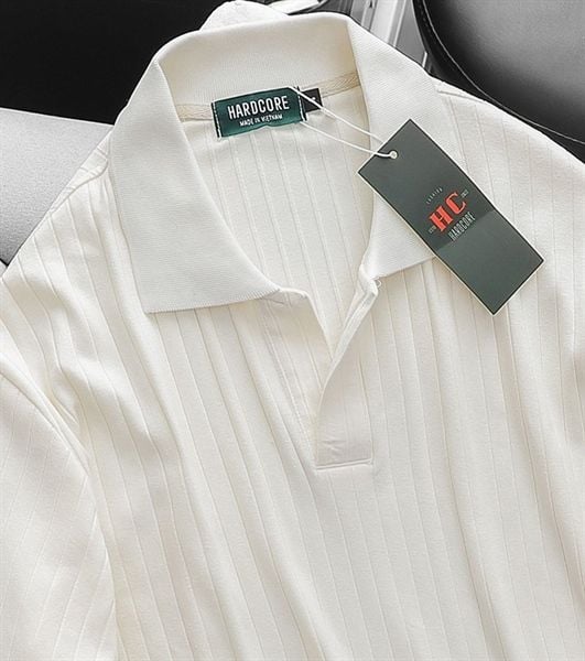 Áo thun polo vải sọc gân co giãn thời trang cỡ đại (mẫu 53)
