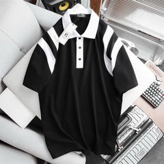 Áo thun polo cotton thân trắng phối cổ đen thời trang cỡ đại bigsize nam < 140kg