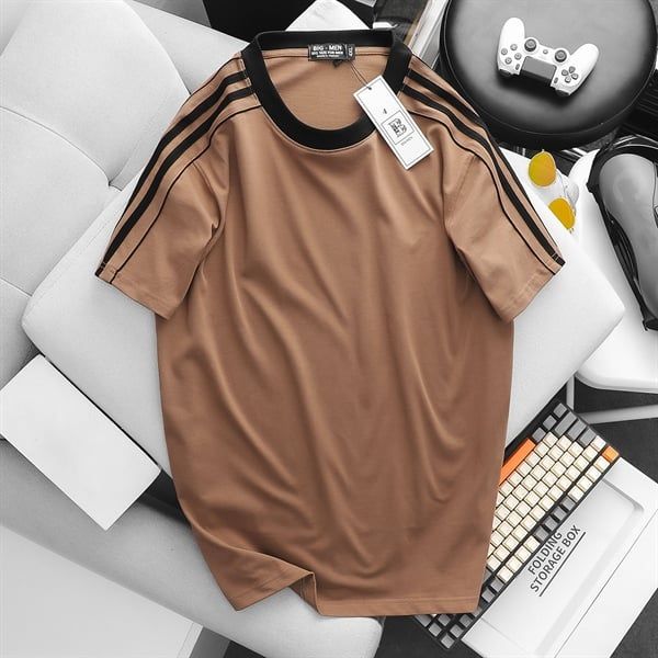Áo thun cotton phối sọc vai thời trang cỡ đại bigsize nam (Mẫu 31)