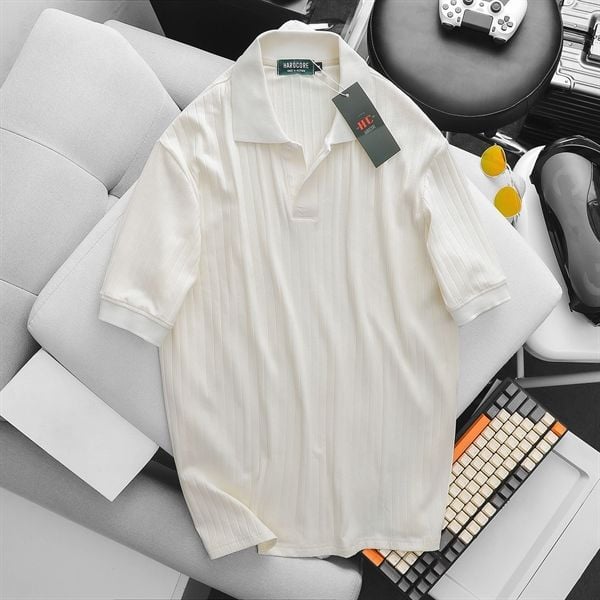 Áo thun polo vải sọc gân co giãn thời trang cỡ đại (mẫu 53)