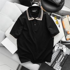 Áo thun polo big size phối bo cổ be 2 sọc (mẫu 54)