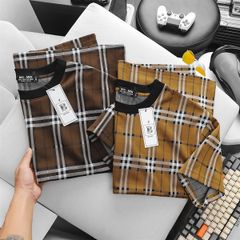 Áo thun cổ tròn phối sọc caro thời trang cỡ đại (Mẫu 30)