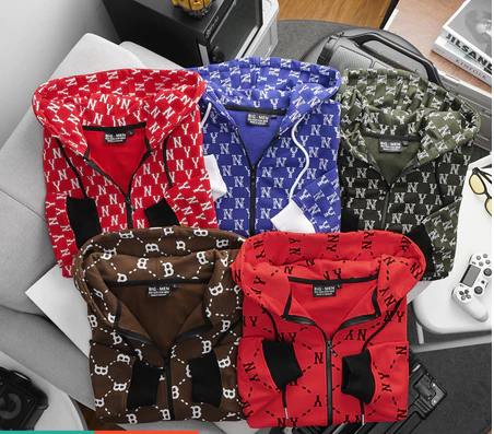 Áo khoác vải cua in toàn thân N Y unisex form big size 85-130kg