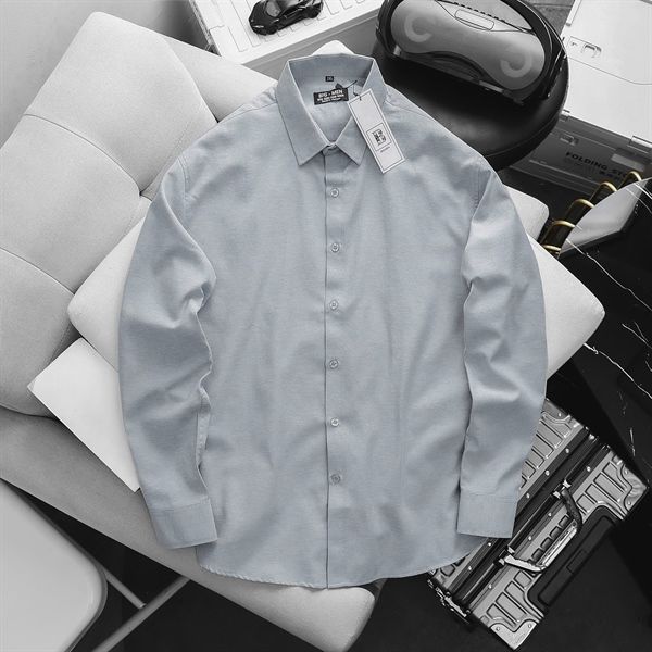 Áo sơ mi tay dài chất vải Oxford công sở bigsize nam< 130 kg - oxford Trơn