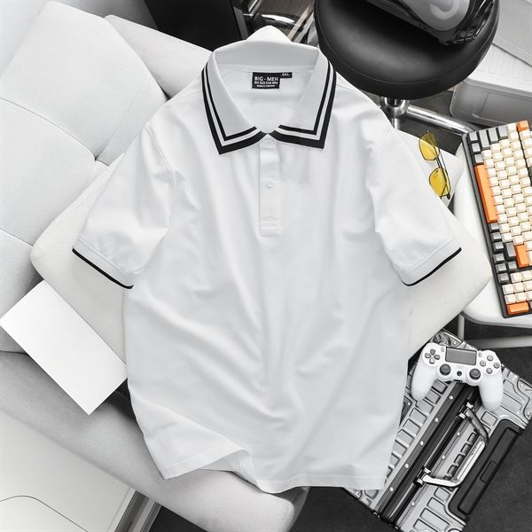 Áo thun polo big size phối bo cổ be 2 sọc (mẫu 54)