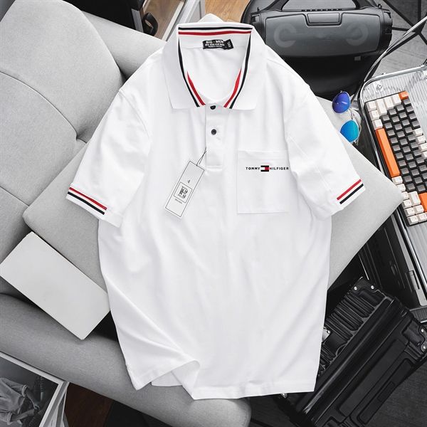 Áo thun polo cá sấu cotton phối bo cổ có túi (mẫu 62)