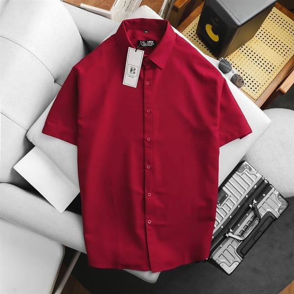 Áo sơ mi tay ngắn chất vải Mango cao cấp, lịch lãm thời trang bigsize nam< 130 kg