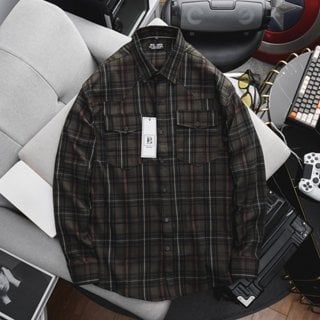 Áo sơ mi tay dài vải caro thời trang phối túi MẪU 2 (Mẫu 7)