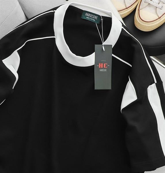 Áo thun cổ tròn big size unisex phối màu trắng đen thời trang (Mẫu 22)