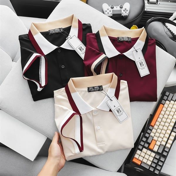 Áo thun polo vải cotton 4 chiều phối cổ 3 màu (mẫu 50)