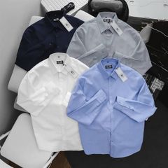 Áo sơ mi tay dài chất vải Oxford công sở bigsize nam< 130 kg - oxford Trơn