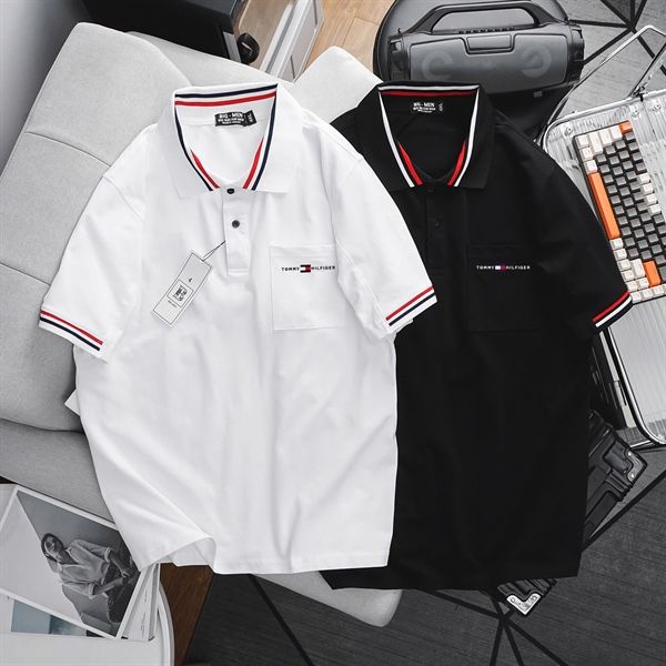 Áo thun polo cá sấu cotton phối bo cổ có túi (mẫu 62)