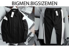 Set bộ áo khoác, quần dài phối sọc to thời trang thu đông bigsize nam< 135 kg