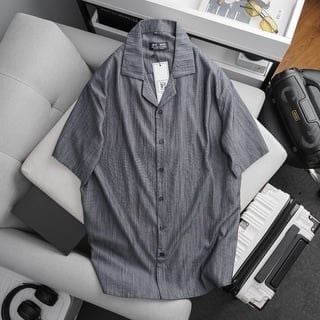 Áo sơ mi nam tay ngắn cổ đăng tông vải đũi bigsize (Mẫu 1)