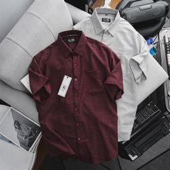 Áo sơ mi tay ngắn có túi vải xô đũi (Mẫu 11)