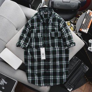 Áo sơ mi tay ngắn vải caro thời trang phối túi mẫu 2 (Mẫu 10)