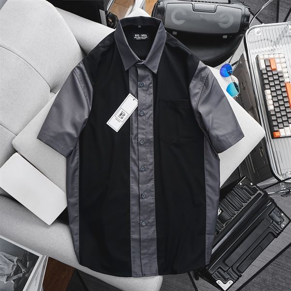 Áo sơ mi tay ngắn phối màu thời trang vải lụa QC cao cấp (Mẫu 28)