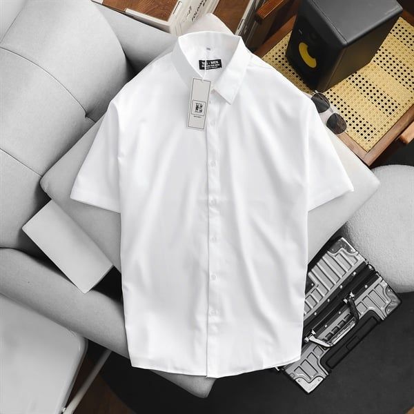 Áo sơ mi tay ngắn chất vải Mango cao cấp, lịch lãm thời trang bigsize nam< 130 kg