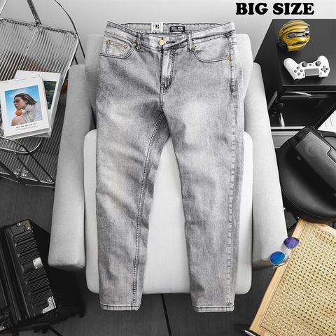 [ Big Men] Quần jean dài xám nhạt trơn thời trang bigsize nam 80- 130 kg_ Mã 413