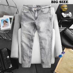 [ Big Men] Quần jean dài xám nhạt trơn thời trang bigsize nam 80- 130 kg_ Mã 413