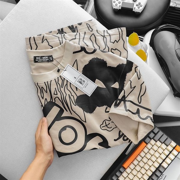 Áo thun cotton phối chữ thời trang bigsize (Mẫu 29)