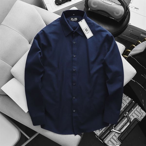 Áo sơ mi tay dài chất vải Oxford công sở bigsize nam< 130 kg - oxford Trơn