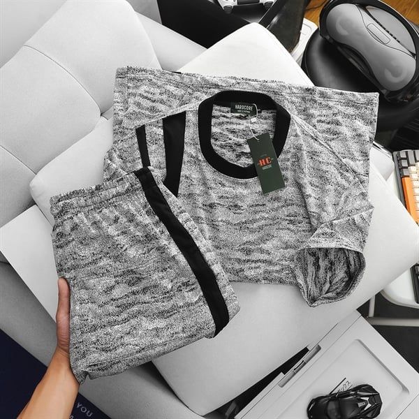 Set bộ nam thời trang vải thun dạ form big size <135kg - dạ sọc (Mẫu 12)