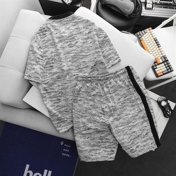 Set bộ nam thời trang vải thun dạ form big size <135kg - dạ sọc (Mẫu 12)