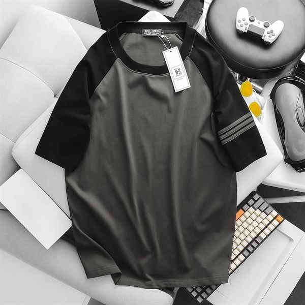 Áo thun cotton thời trang phối tay sọc thời trang (Mẫu 34)
