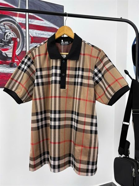 Big Men- Áo thun polo chất vải umi caro vàng phối trụ đen thời trang bigsize nam 85- 135 kg