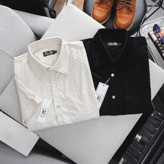 Áo sơ mi tay ngắn vải nhung caro (Mẫu 4)