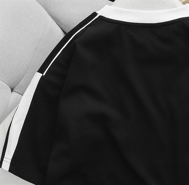 Áo thun cổ tròn big size unisex phối màu trắng đen thời trang (Mẫu 22)