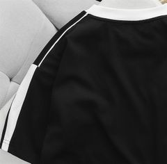 Áo thun cổ tròn big size unisex phối màu trắng đen thời trang (Mẫu 22)