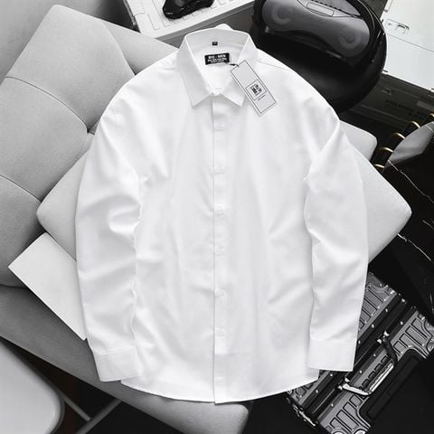 Áo sơ mi tay dài chất vải Oxford công sở bigsize nam< 130 kg - oxford Trơn