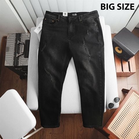 [ Big Men] Quần jean dài đen wash rách nhẹ thời trang cá tính bigsize nam 80- 130 kg_ mã 395