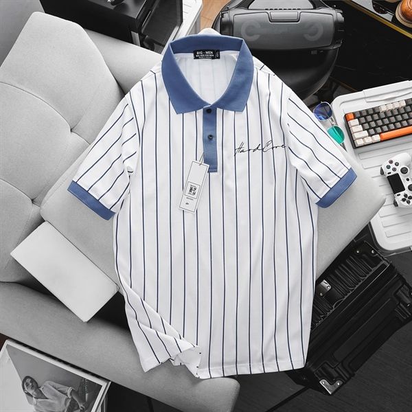 Áo thun polo phối sọc dọc Hardcore thời trang nam bigsize <135kg