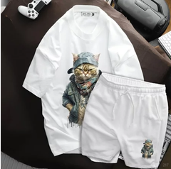 [Big Men] Set bộ cotton bigsize nam thời trang cỡ đại < 140kg - in mèo SM