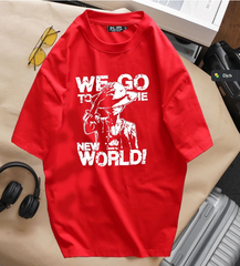 [ Big Men] Áo thun cotton thời trang bigsize nam in hình Luffy siêu ngầu < 140kg