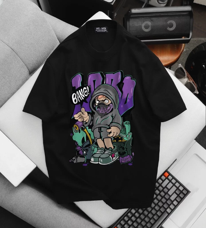 Áo thun cotton in hình ngộ nghĩnh thời trang bigsize nam cỡ đại < 140kg
