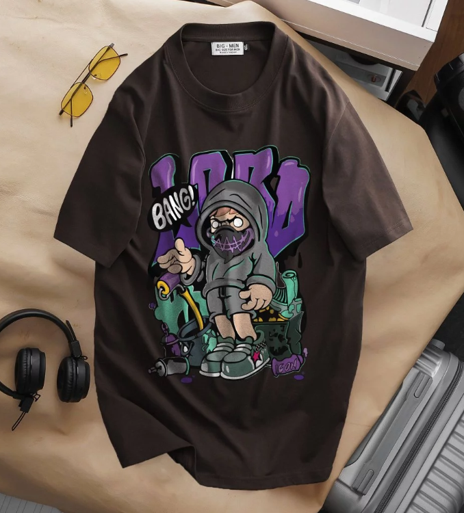 Áo thun cotton in hình ngộ nghĩnh thời trang bigsize nam cỡ đại < 140kg