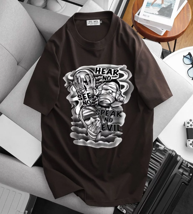 [ Big Men] Áo thun cotton bigsize nam in hình họa tiết thời trang cỡ đại bigsize nam < 135kg