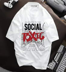 Áo thun big size nam vải cotton in chữ Toxic thời trang < 140kg
