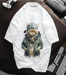 Áo thun big size nam vải cotton thời trang bigsize nam cỡ đại < 140kg - in mèo SM