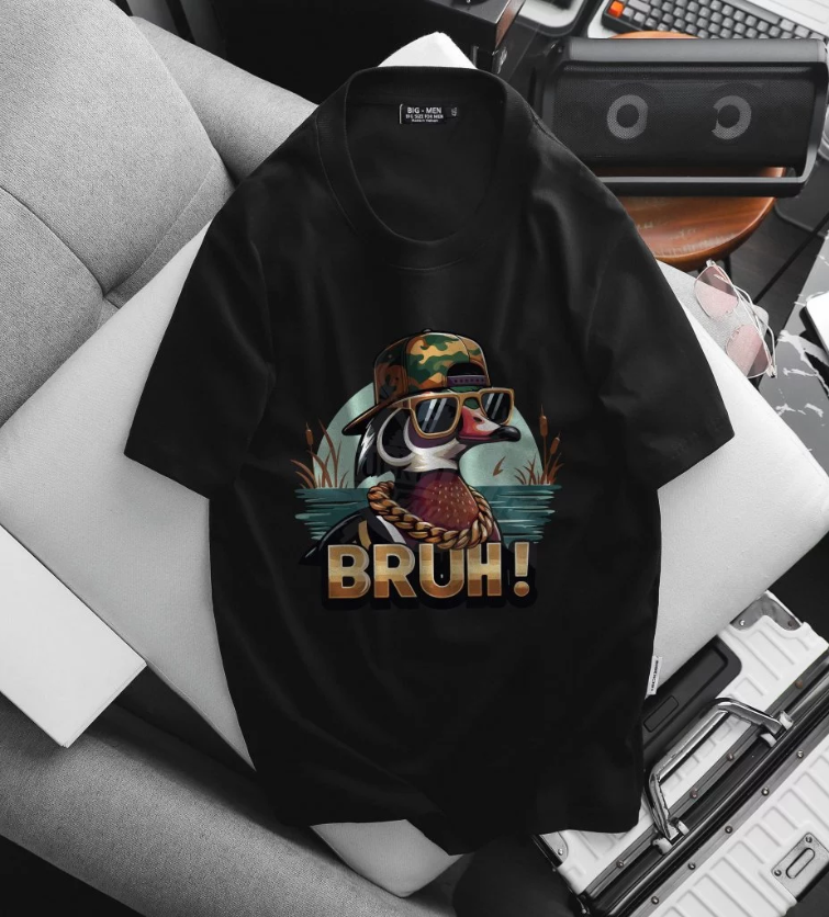 [Big Men] Áo thun cotton in hình vịt bruh đẹp thời trang cỡ đại bigsize nam < 140kg