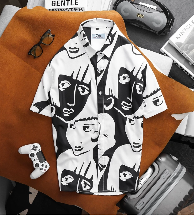 SALE 99K - Áo sơ mi tay ngắn họa tiết thời trang unisex 50-130kg(mẫu 8)