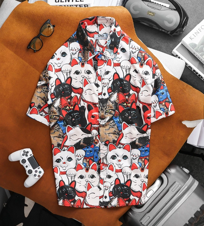 SALE 99K - Áo sơ mi tay ngắn họa tiết thời trang unisex 50-130kg(mẫu 8)
