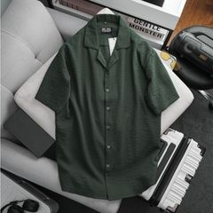 Áo sơ mi nam tay ngắn cổ đăng tông vải đũi bigsize (Mẫu 3)