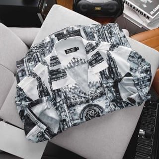 SALE  149K - Áo sơ mi cổ đăng tông họa tiết thời trang lâu đài (mẫu 7)