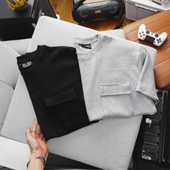 Set bộ quần áo nam big size phối túi thời trang vải cotton gân (Mẫu 5)