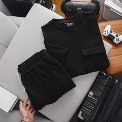 Set bộ quần áo nam big size phối túi thời trang vải cotton gân (Mẫu 5)